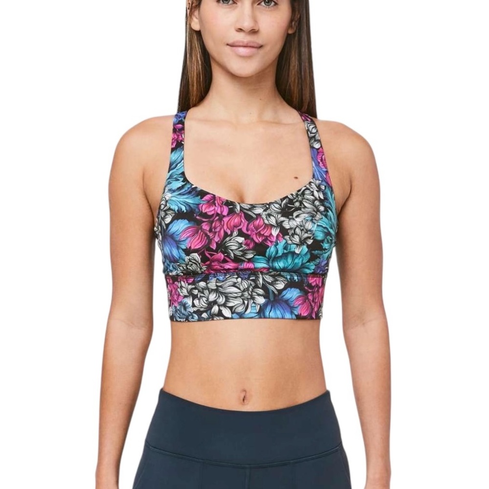Lululemon free to be bra long line nocturnal floral multicolored size 4